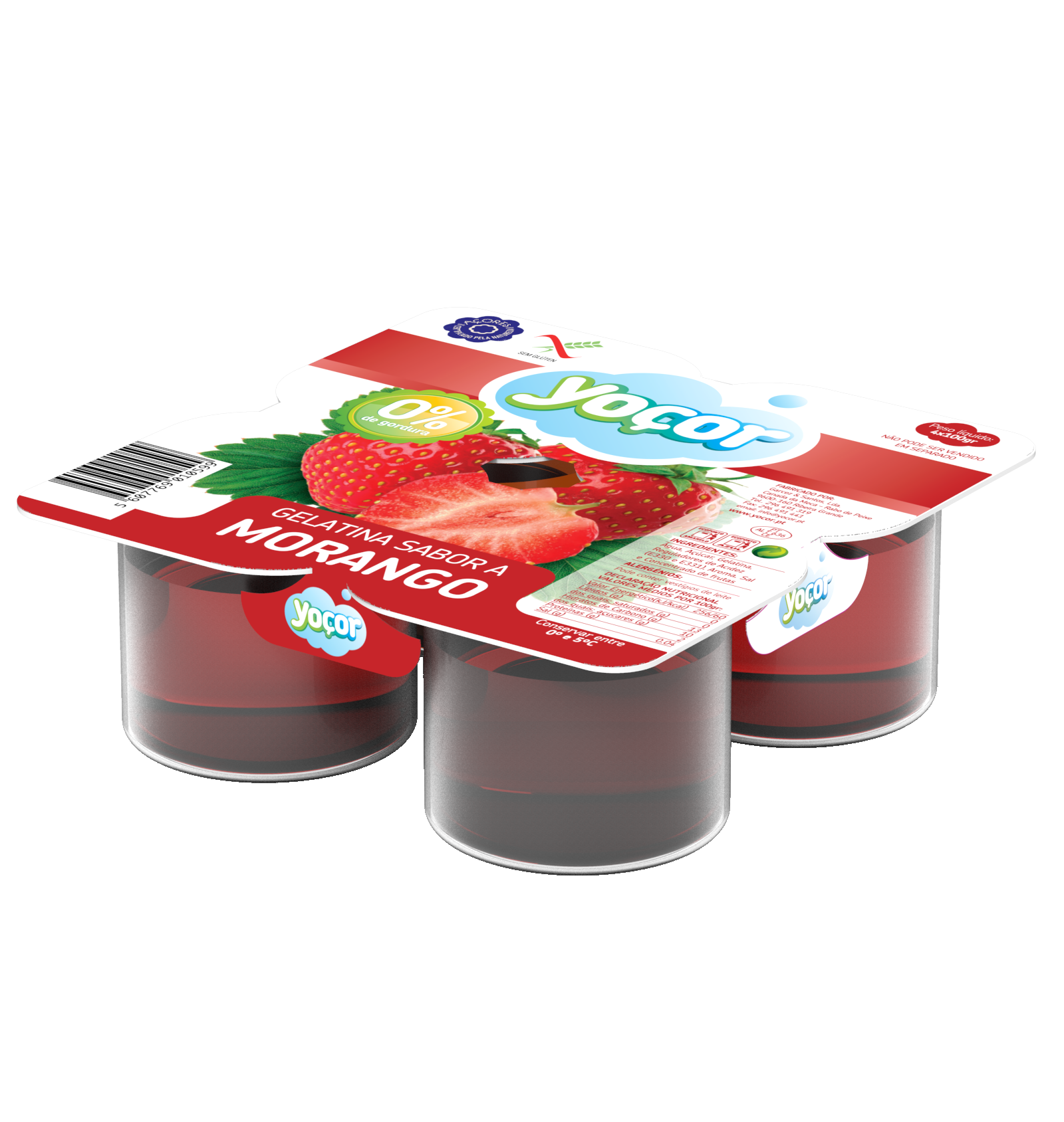 Gelatina sabor a Morango 4x100 gr