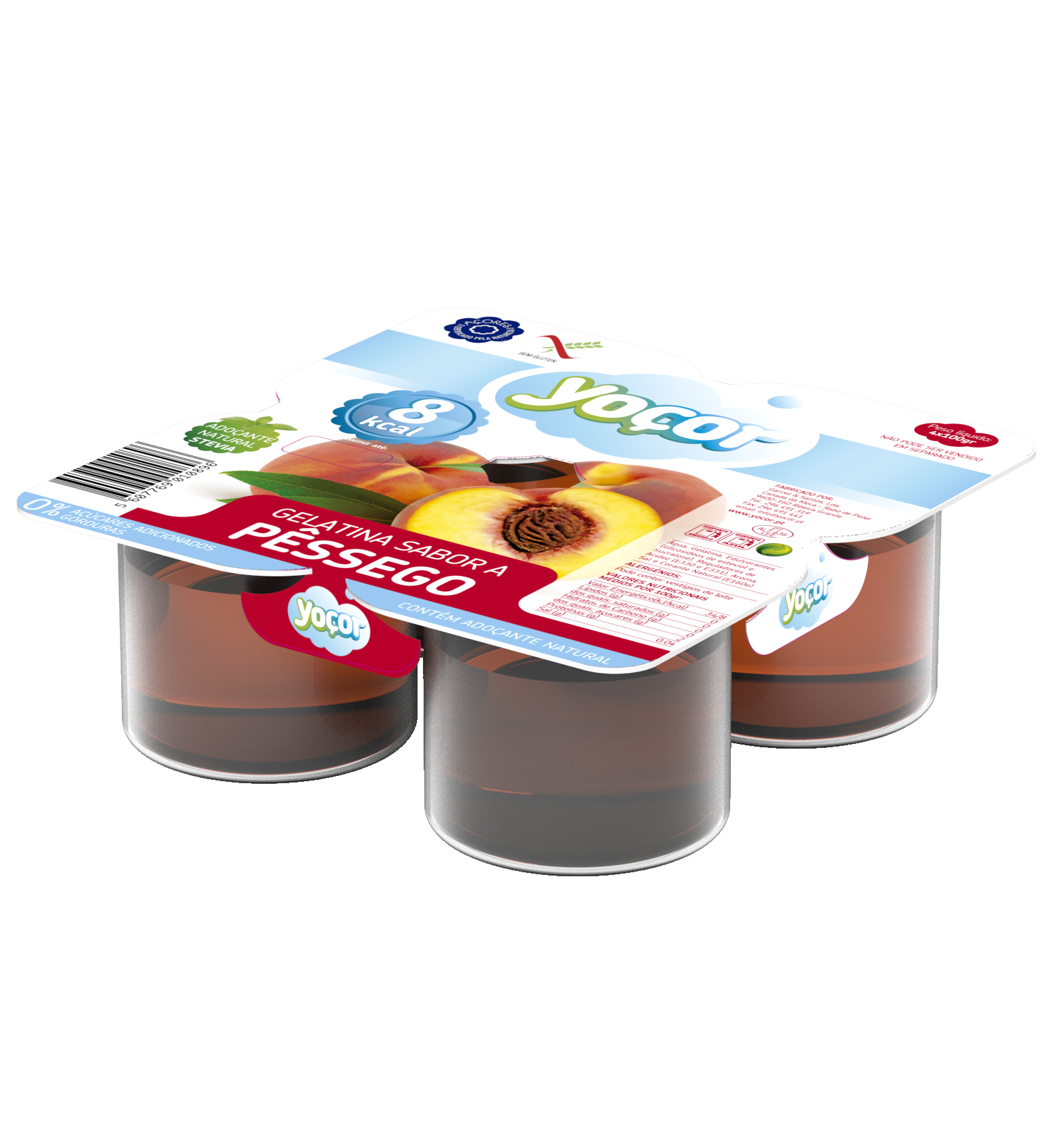 Gelatina 0% sabor a Pêssego 4x100 gr