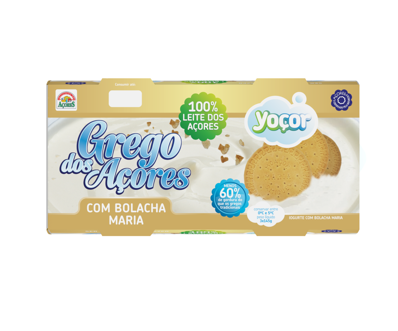 Iogurte Grego dos Açores com Bolacha Maria 3x142 gr